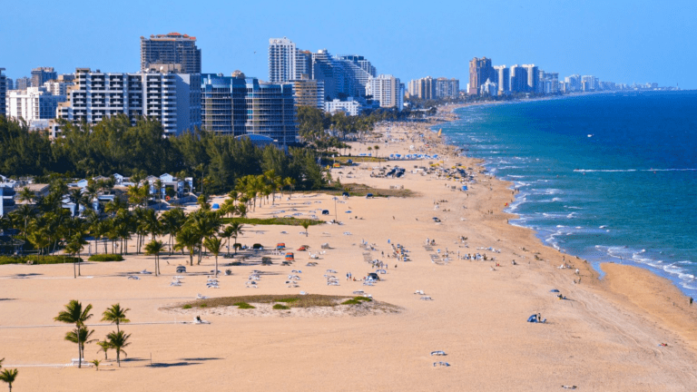 Aerial view of beach front in Kendall, Florida where Q Space Detox is near.