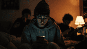 An image of a gay person using his phone, portraying Grindr Addiction, the signs, and how to seek help.