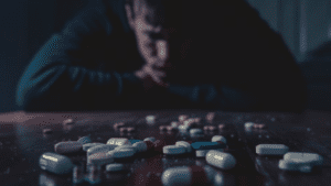 A distressed gay man, portraying some of the substance abuse triggers in lgbtq individuals.