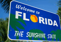 An image of a signage imprinted with welcome to florida, the sunshine state for drug detox Florida page.