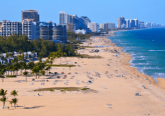 Aerial view of beach front in Kendall, Florida where Q Space Detox is near.